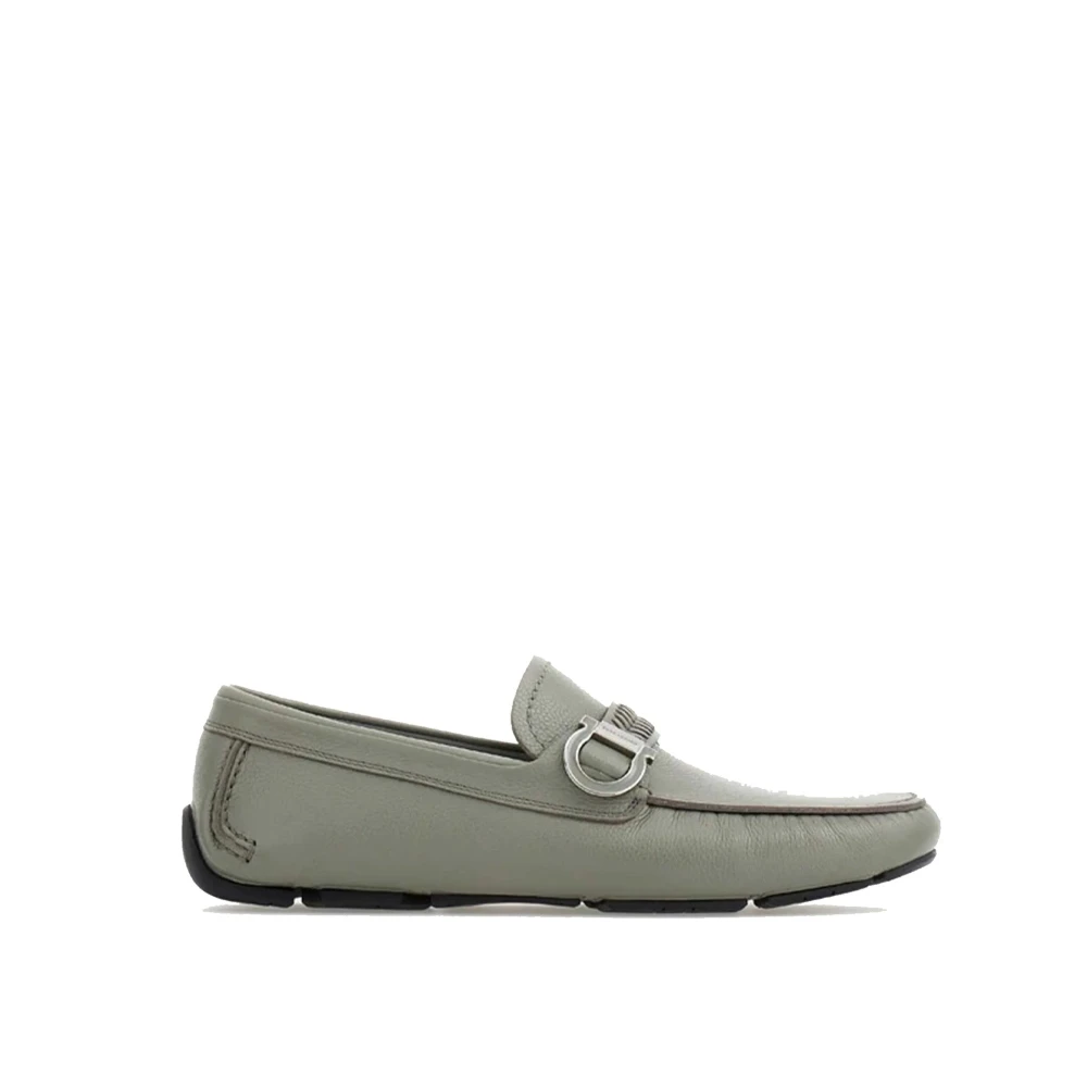 Ferragamo Men's Gray Loafers, 9 Uk, Calipso Leather Loafers