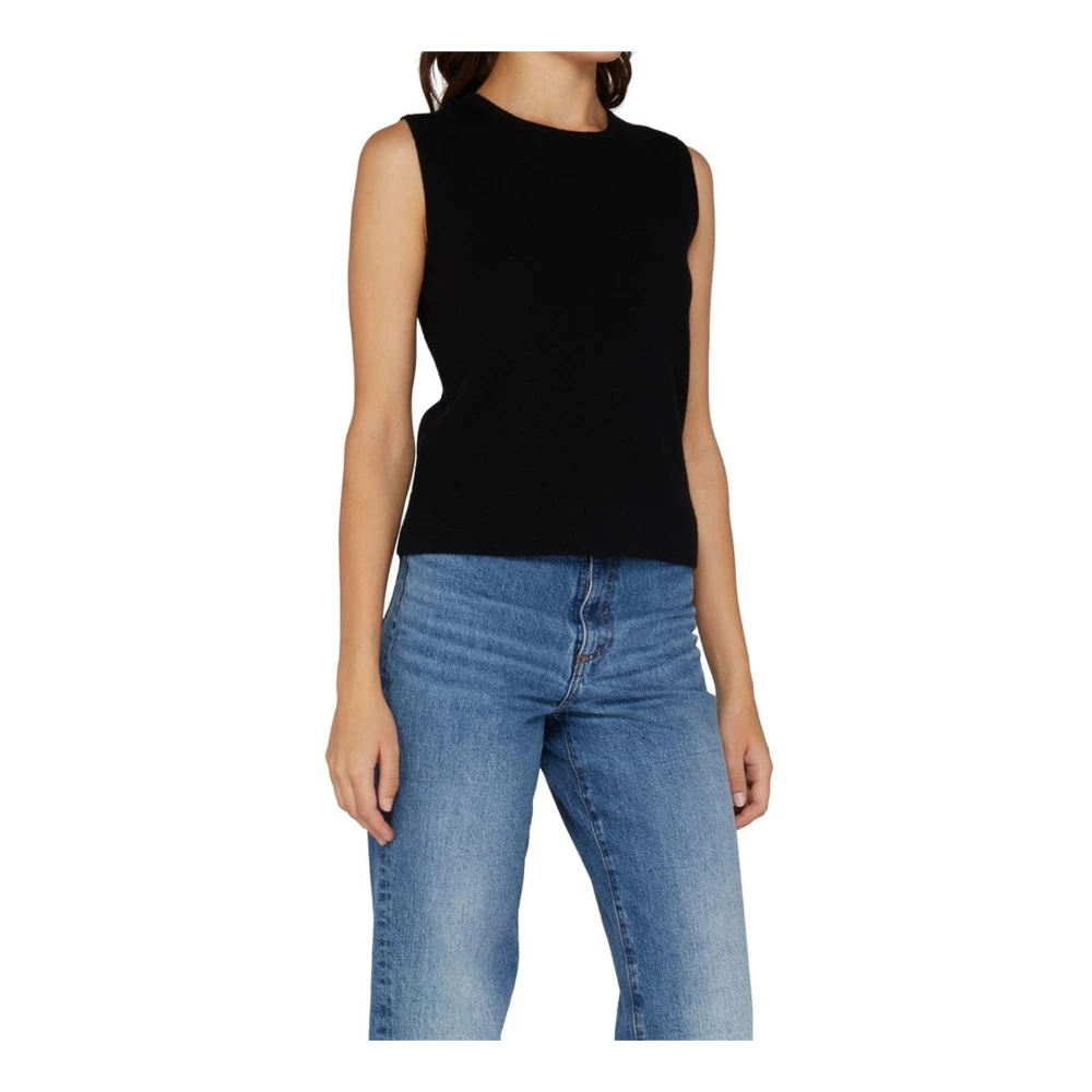 Max Mara Kasjmier Wol Gebreide Mouwloze Top Black Dames