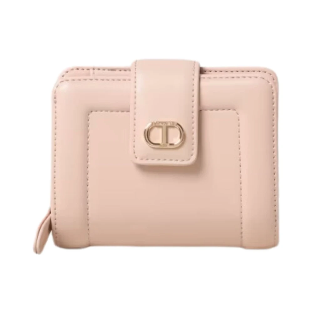 Twinset Roze Bifold Portemonnee met Metalen Logo Pink Dames