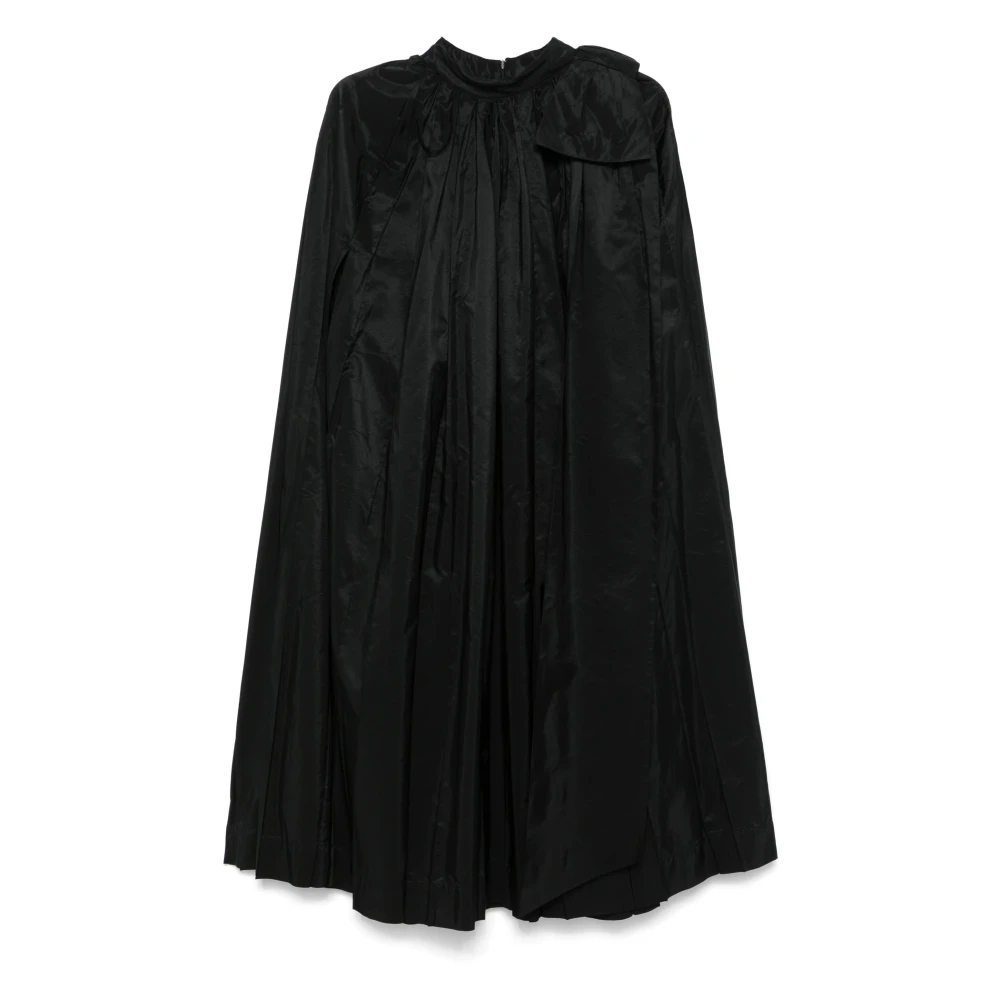 Simone Rocha Zwarte Geplooide Cascade Cape Jurk Black Dames