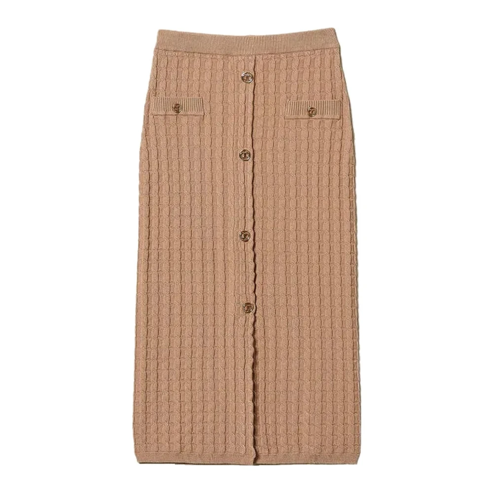Twinset Casual Viscose Blend Rok Brown Dames