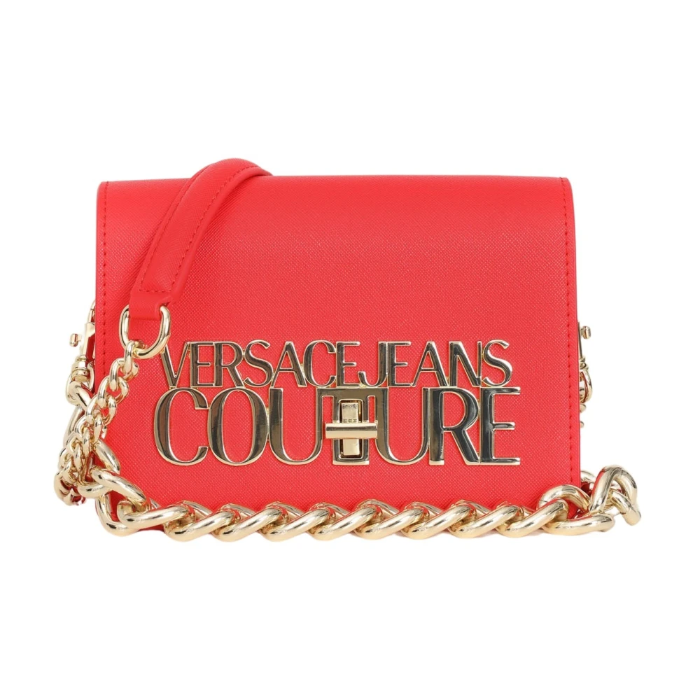Versace Jeans Couture Schoudertas met reliëflogo en gouden details Red Dames