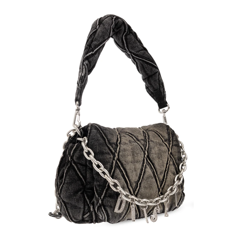 Diesel Charm-D denim schoudertas Gray Dames