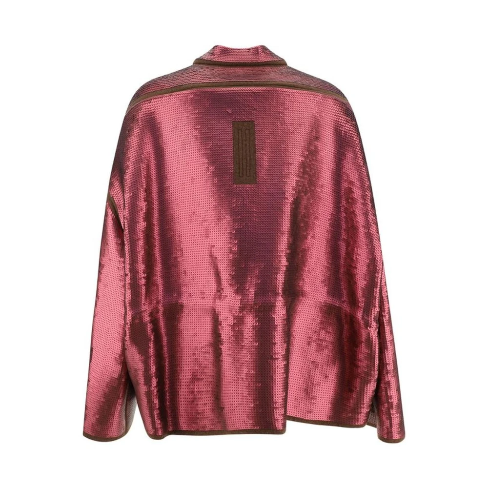 Rick Owens Geometrische Halslijn Wollen Zeiljas met Pailletten Purple Dames