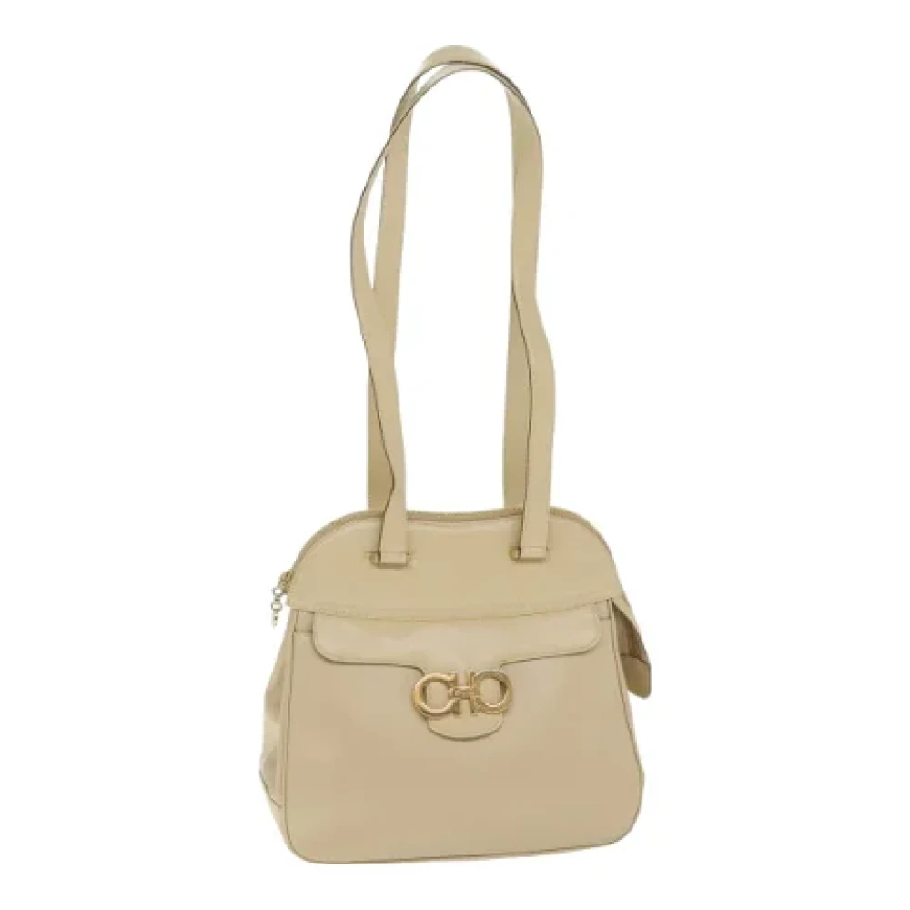 Salvatore Ferragamo Pre-owned Leather shoulder-bags Beige Dames