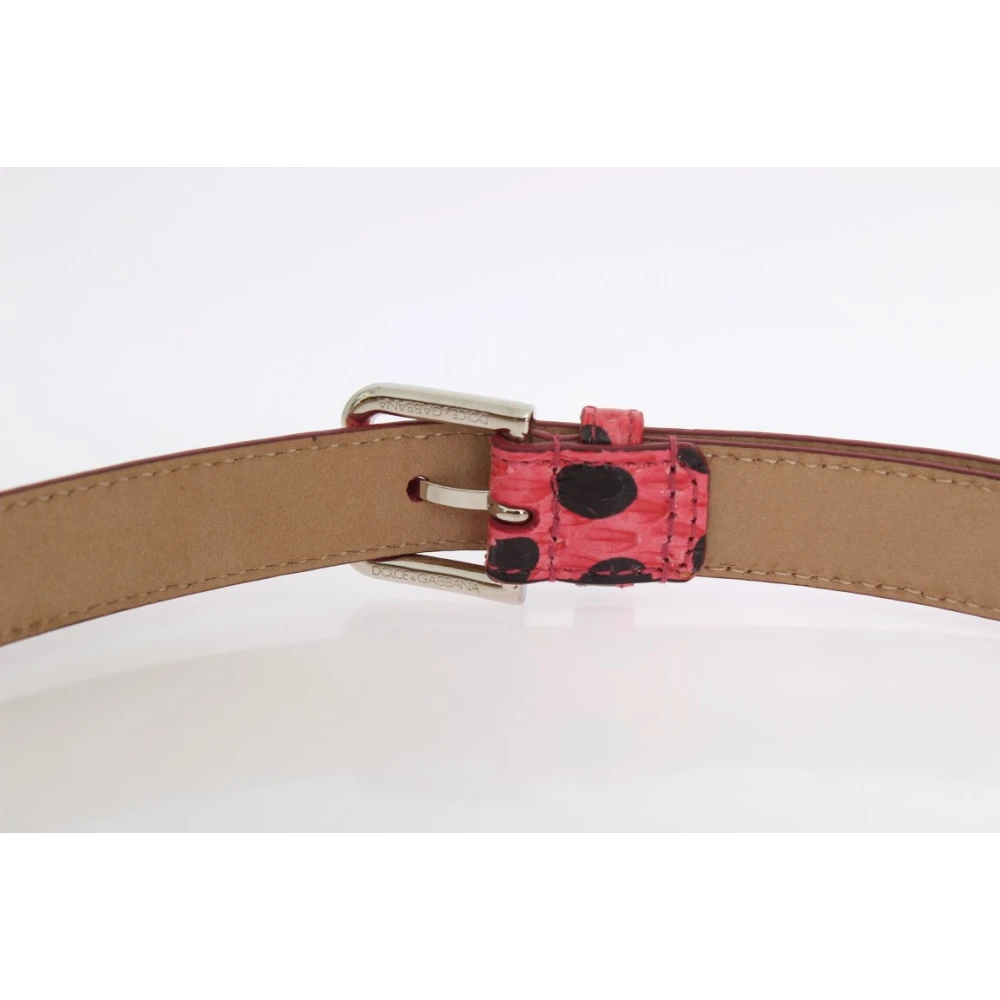 Dolce & Gabbana Roze Polka Snakeskin Zilveren Gesp Riem Pink Dames