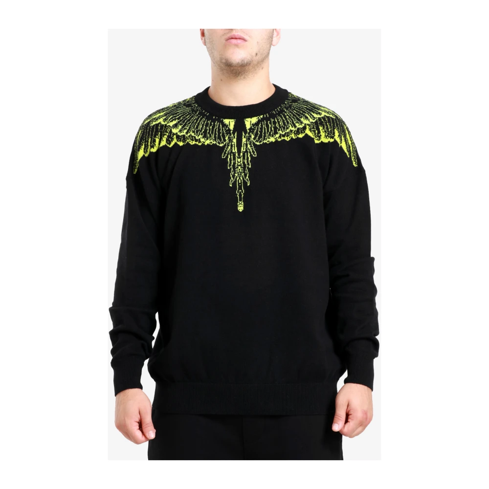 Marcelo Burlon Zwarte Sweaters met Vleugelprint Black Heren