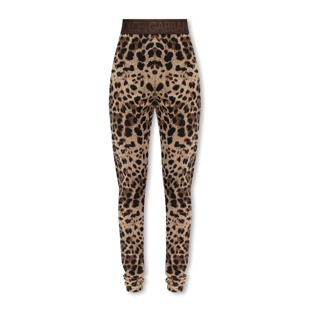Dolce & Gabbana Leopardmönstrade leggings Beige, Dam