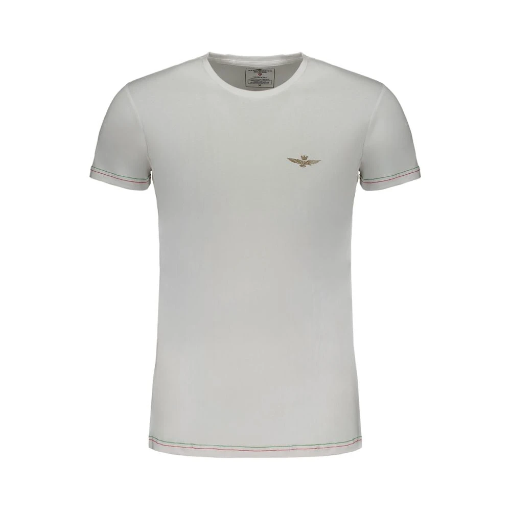 Aeronautica militare Gedrukt katoenen T-shirt met contrastdetails White Heren