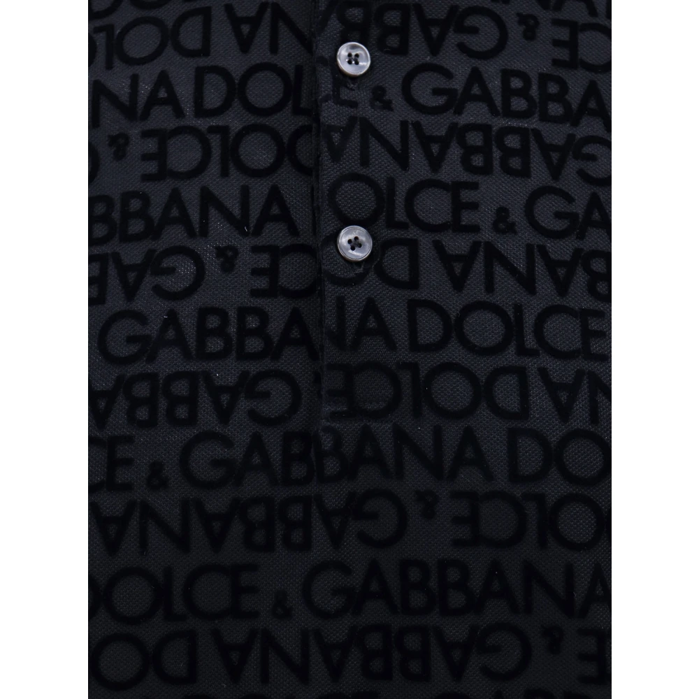Dolce & Gabbana Polo T-shirt met flocked logo Black Heren