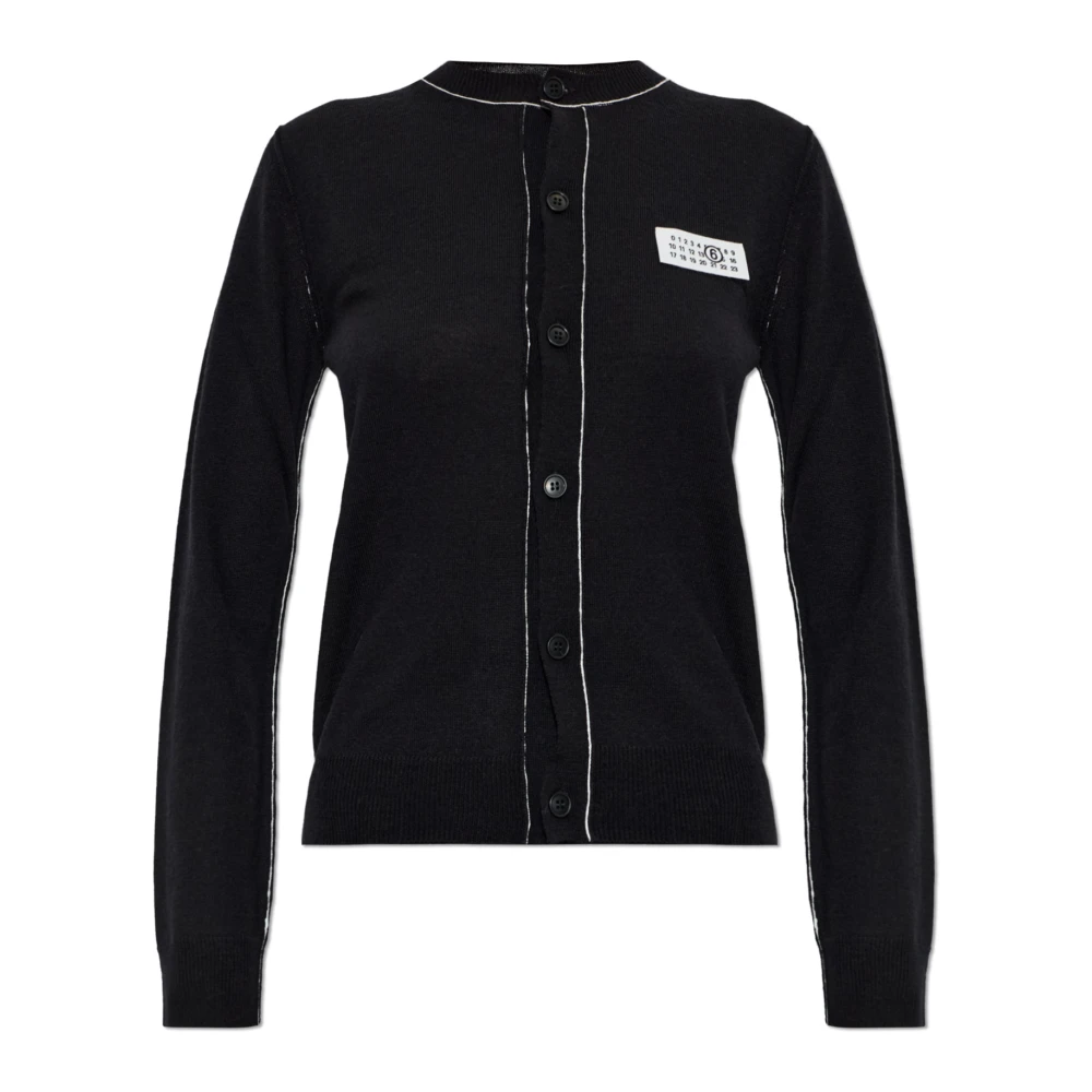 Mm6 Maison Margiela Button-Front Knit Cardigan - Female - Cardigans - Black - S - Knitwear - Image 3