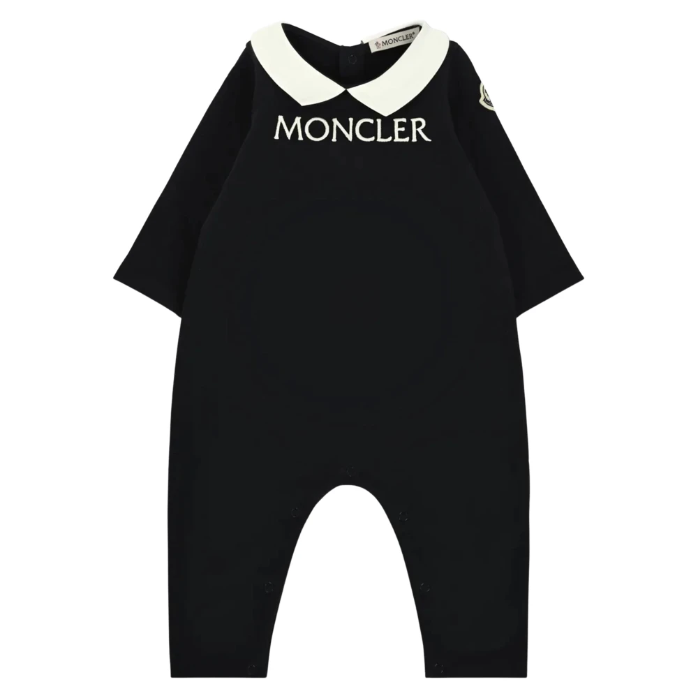 Moncler Navy Baby Logo Romper - Unisex - Bodies & Sets - Blue - 1 M - Kids