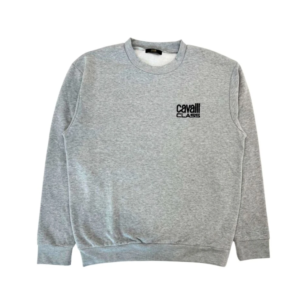 Cavalli Class Geborduurd Logo Fleece Hoodie Gray Heren