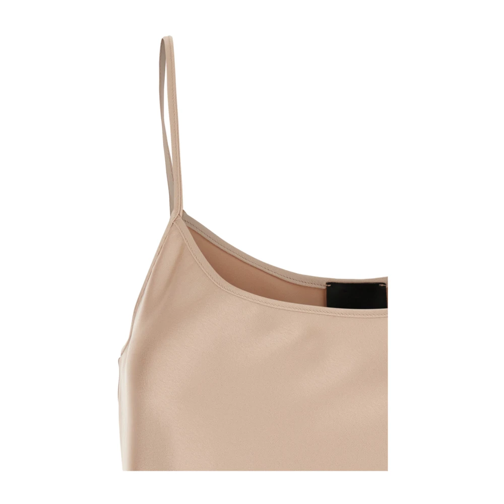 Plain Units Beige Satin Spaghetti Strap Top Beige Dames