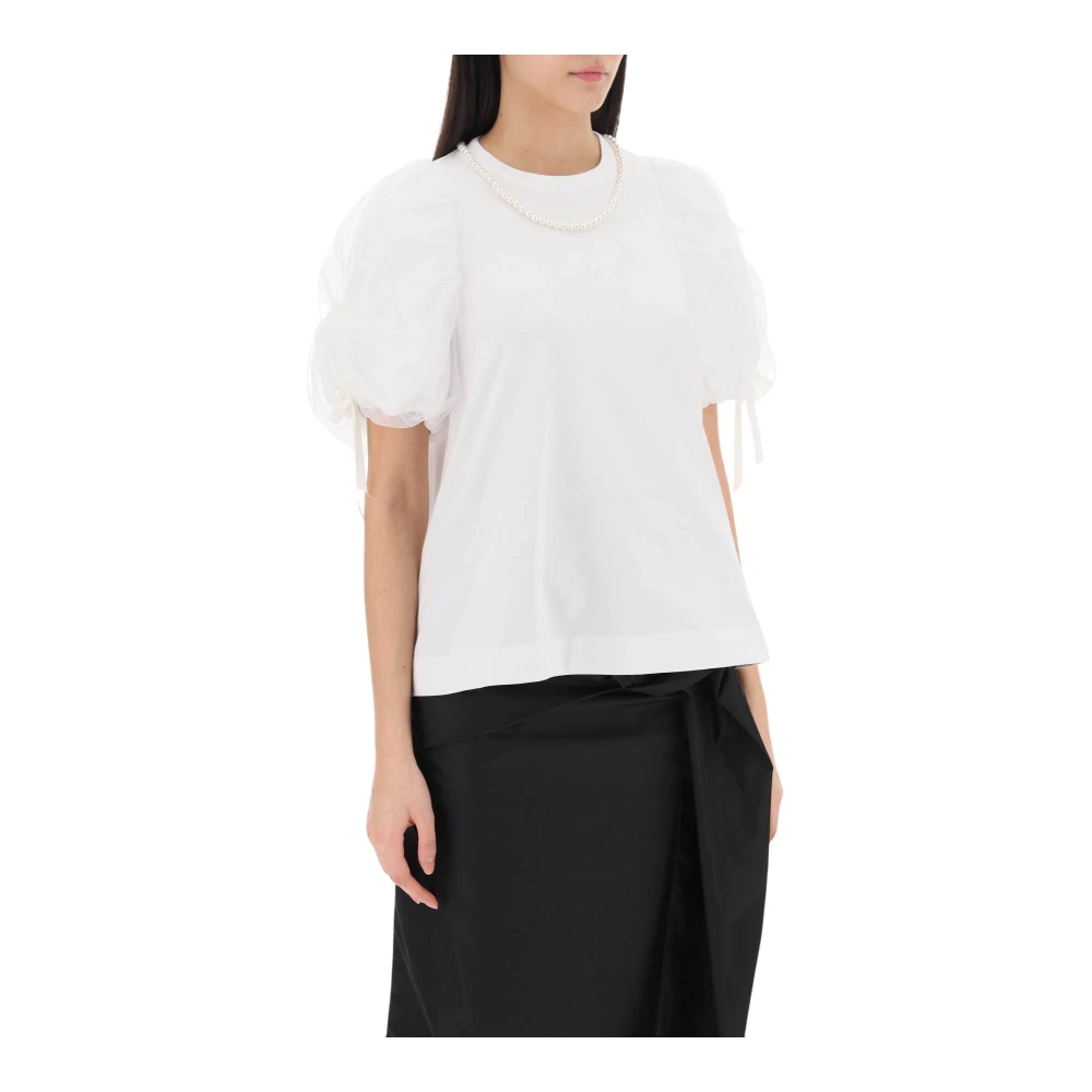 Simone Rocha T-shirt met pofmouwen en satijnen strikjes White Dames