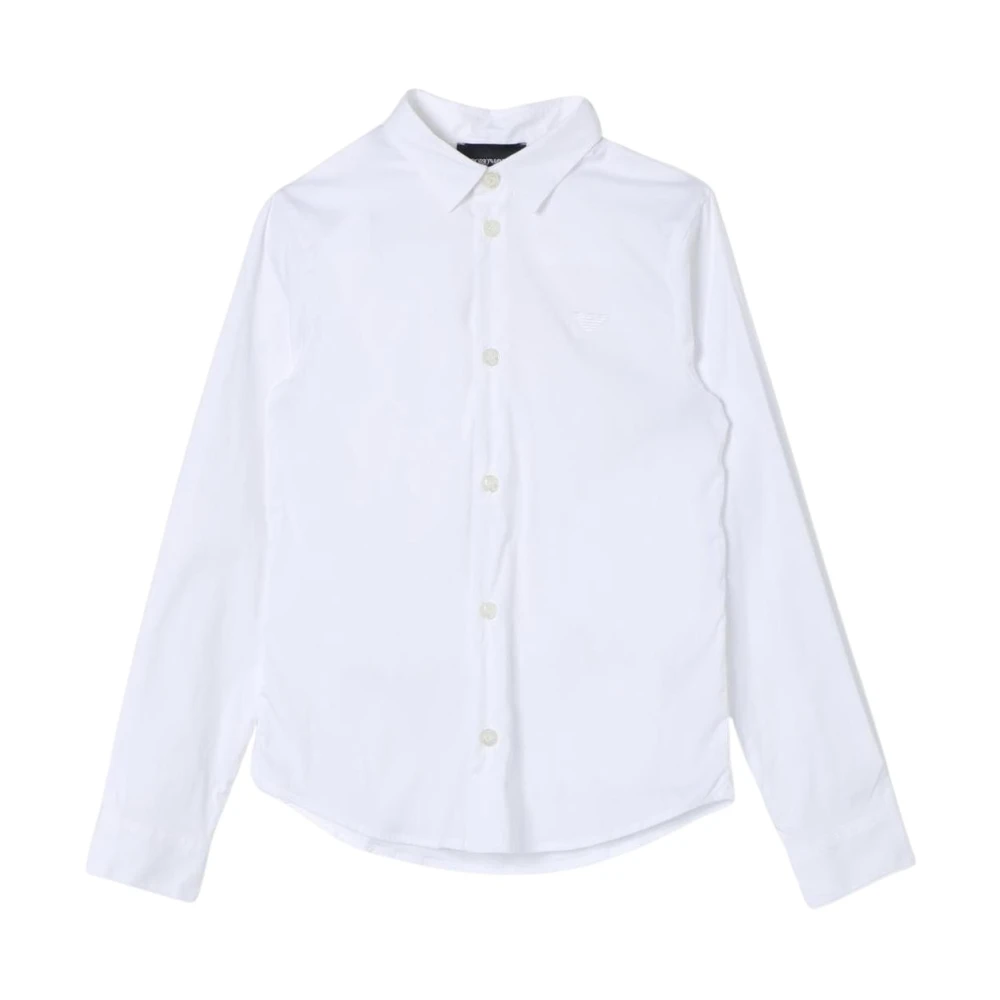 Emporio Armani Mannelijk White,Blue Klassieke Poplin Overhemd,Klassieke Overhemd Met Lange Mouwen