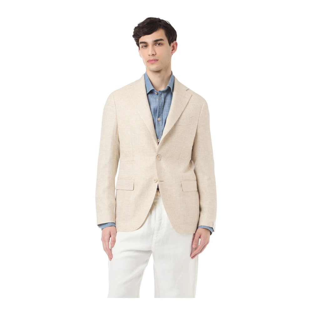 Eleventy Slim Fit Linnen Wol Zijde Jas Beige Heren