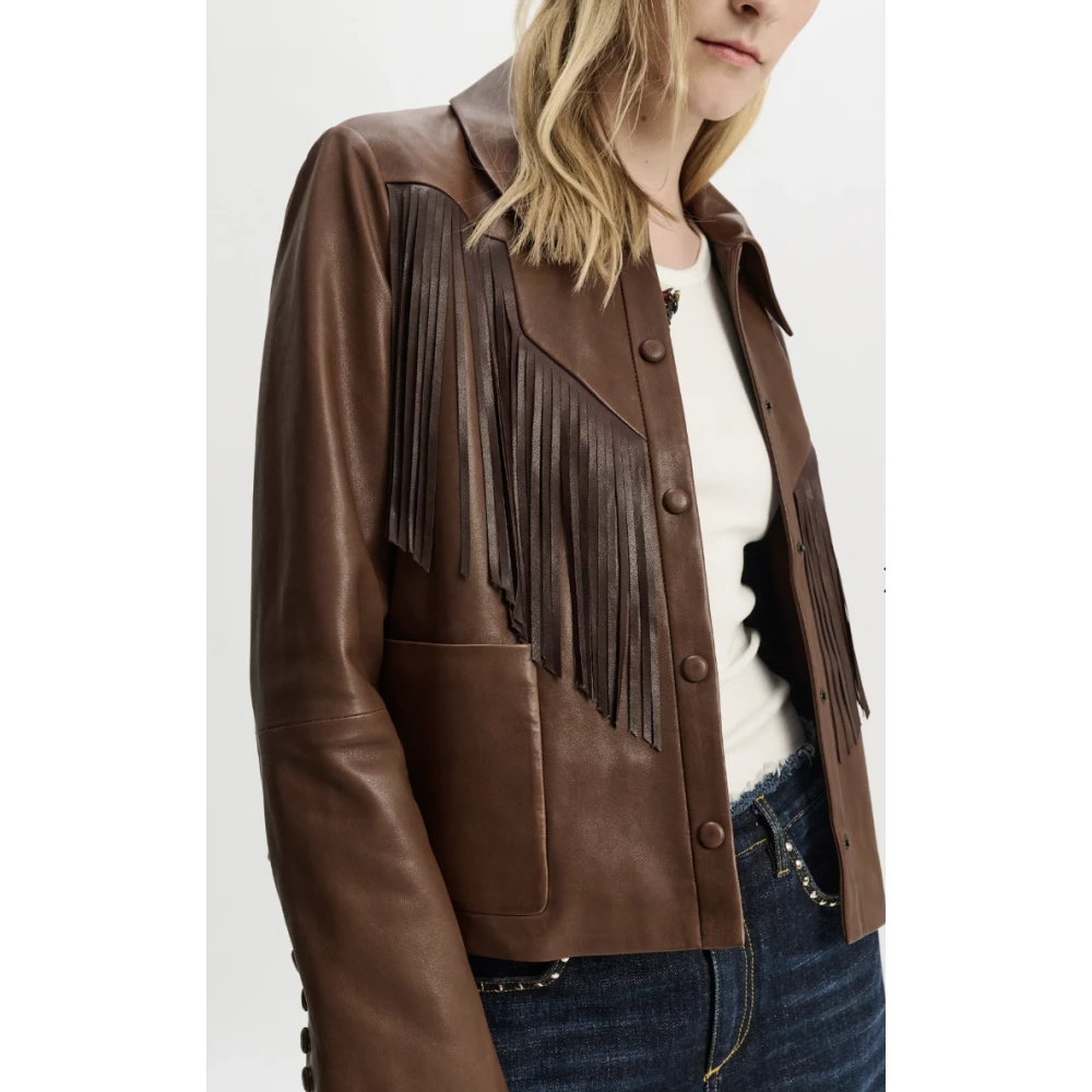 dorothee schumacher Westerse Stijl Franje Leren Jas Brown Dames