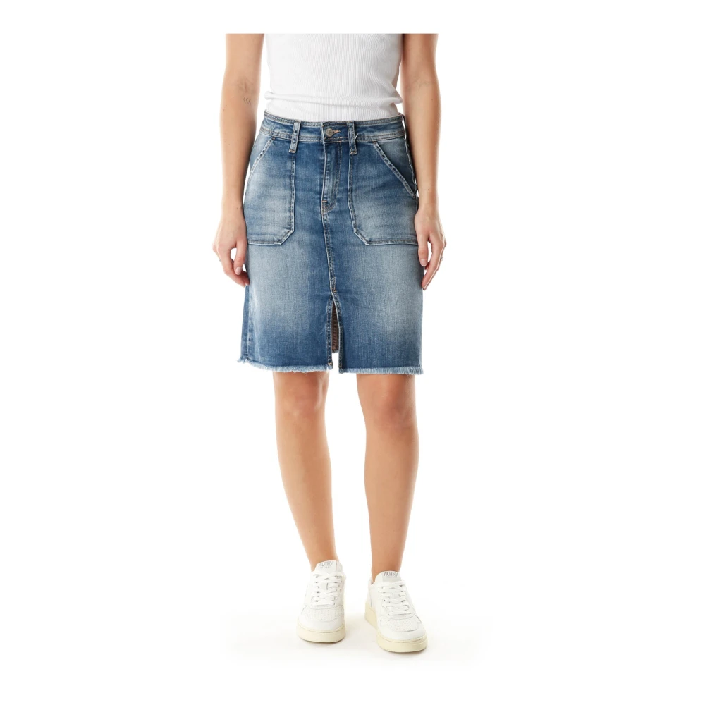 Le Temps Des Cerises Denim Rok met Middelhoge Taille Blue Dames