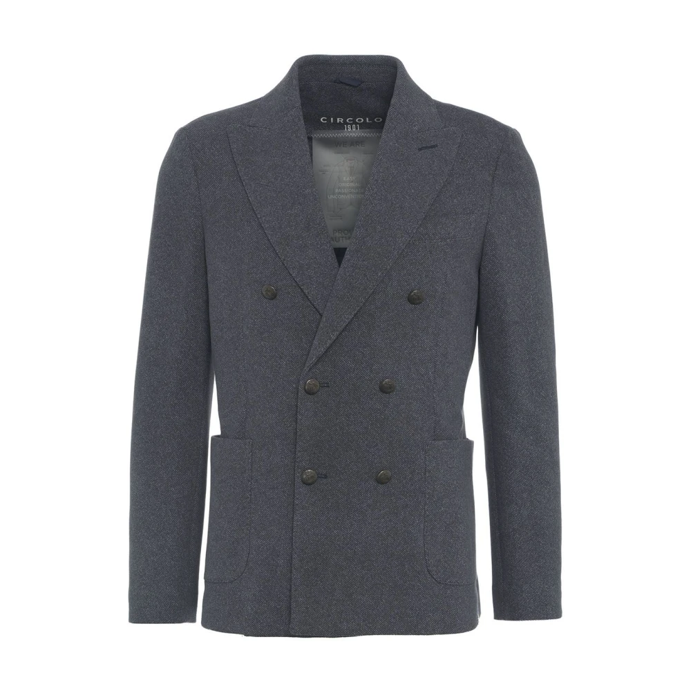 Circolo 1901 Blauwe Dubbel-Borst Fleece Blazer Aw24 Blue Heren