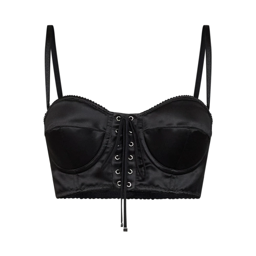 Dolce & Gabbana Cropped Bustier Top - Female - Sleeveless Tops - Black - S - Tops