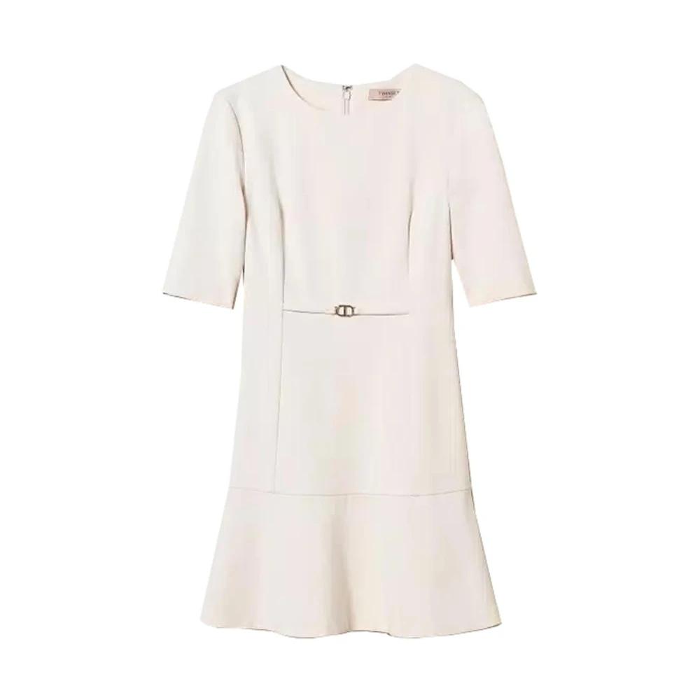 Twinset Korte viscose jurk met metalen detail White Dames