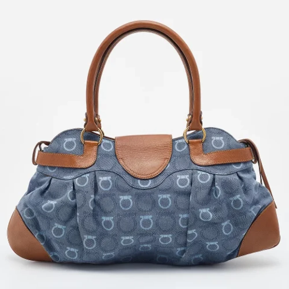 Salvatore Ferragamo Pre-owned Canvas handbags Blue Dames