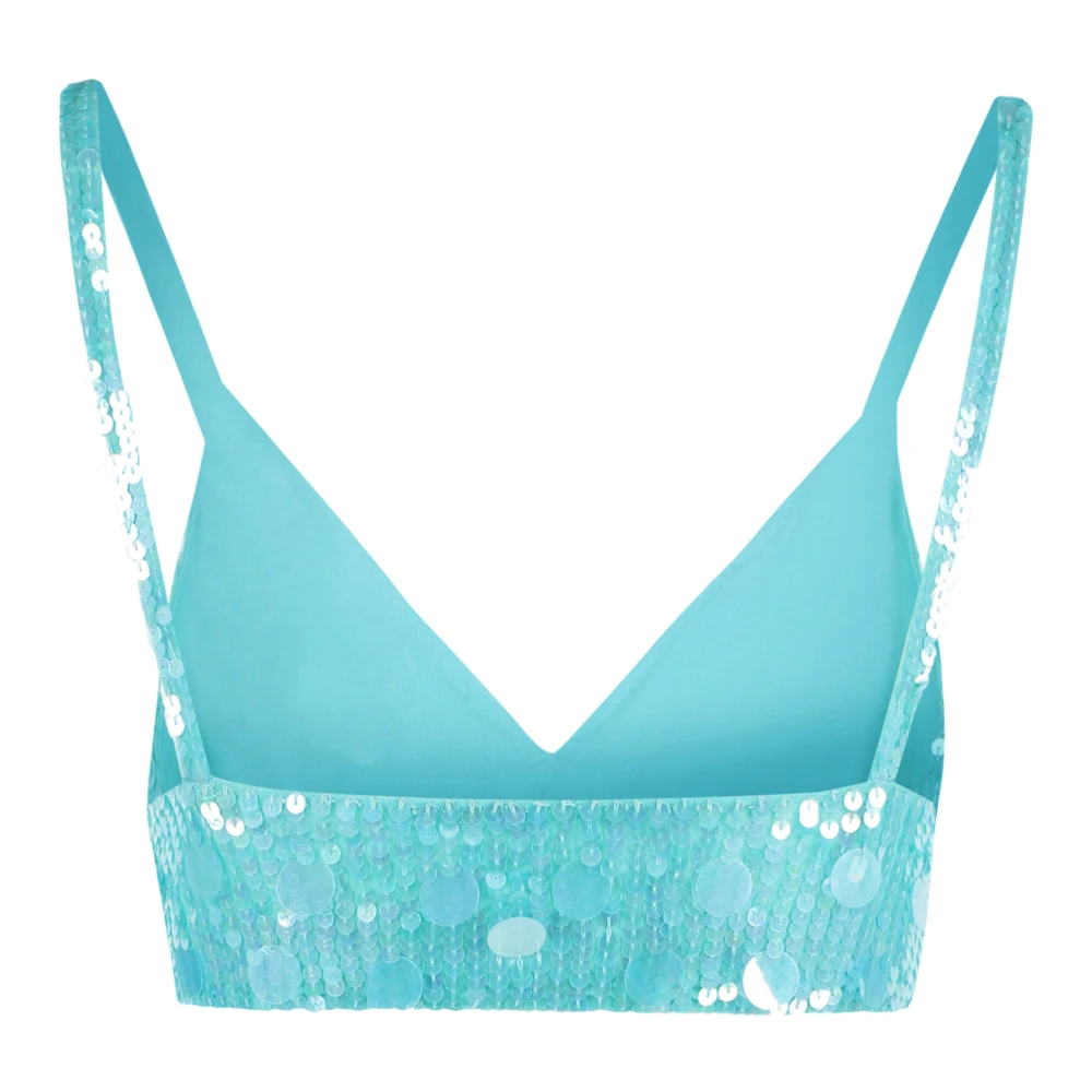 P.a.r.o.s.h. Paillettop met elastische onderkant Blue Dames