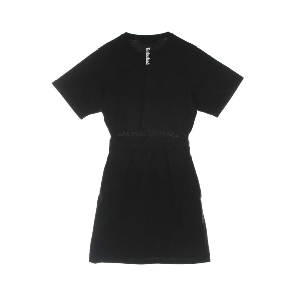 Timberland Zwarte Trekkoord Jurk Korte Mouw Ronde Hals Black Dames