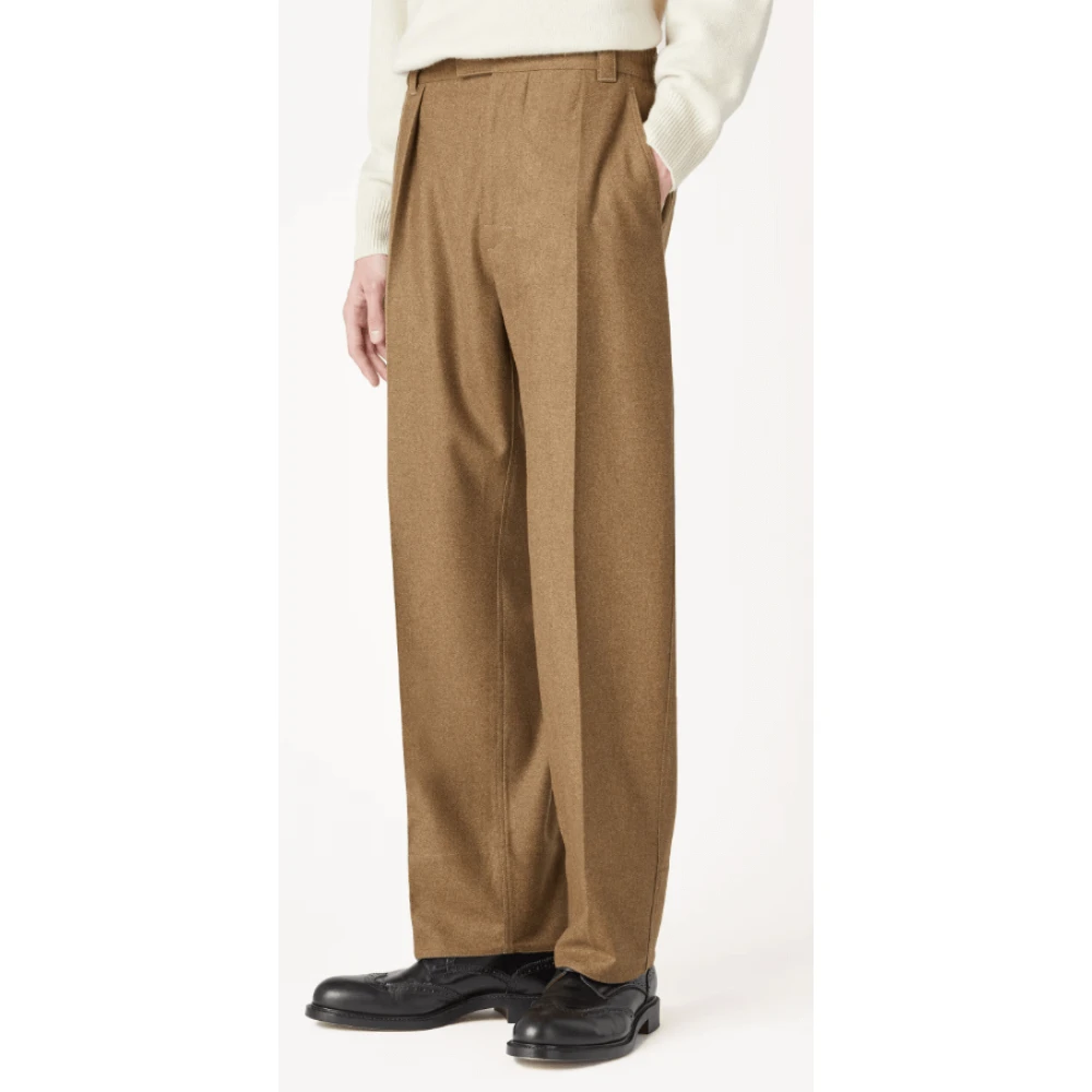 Loro Piana Luxe Zachte Bruine Flanellen Broek Brown Heren