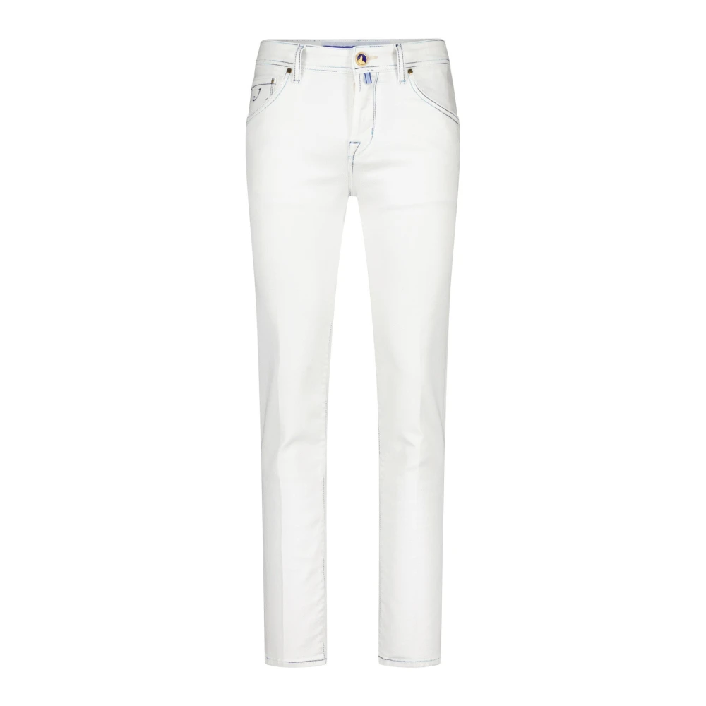 Jacob Cohën Stretch-Denim Slim-Fit Jeans Made in Italy White Heren