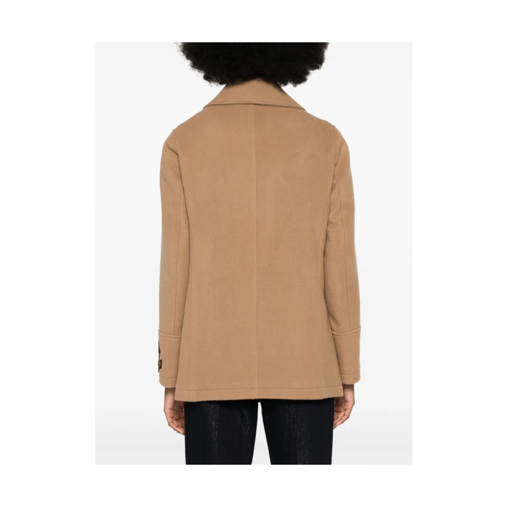 Sealup Wol-Kasjmier Blend Double-Breasted Jas Brown Dames
