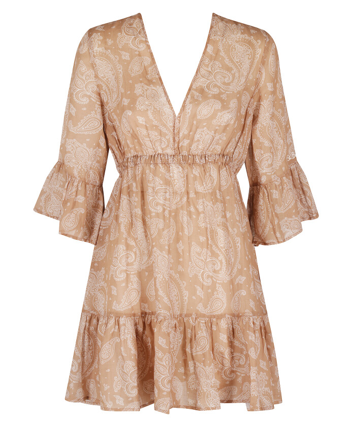 robe-mini-en-voile-de-lin-marron