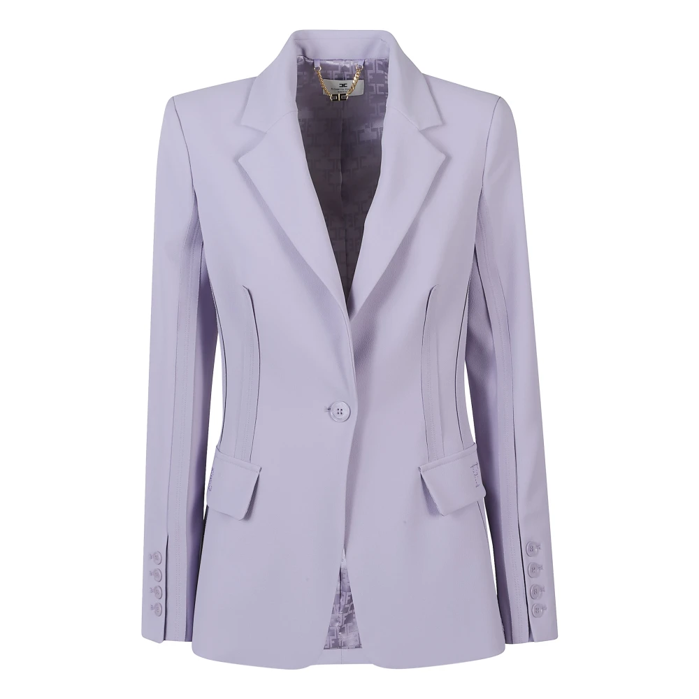 Elisabetta Franchi Women's Purple Double-Layer Stretch Crepe Jacket