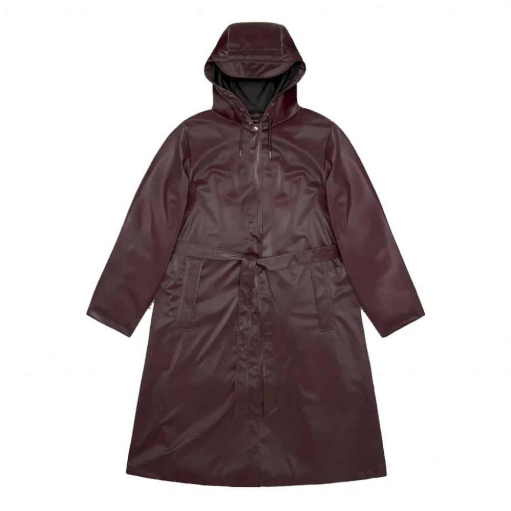 Rains Women's Red A-Line Longer Waterproof Jacket