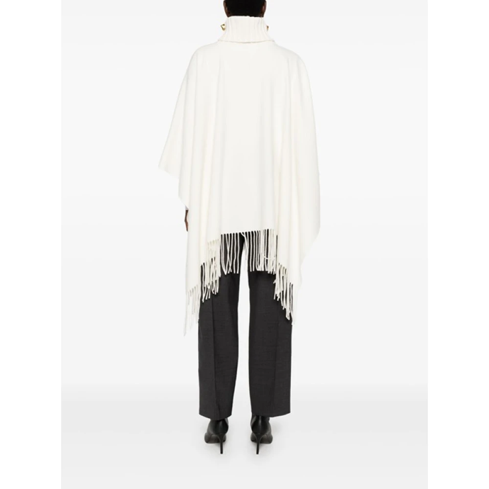 Fabiana Filippi Witte Wol Cashmere Poncho Cape White Dames