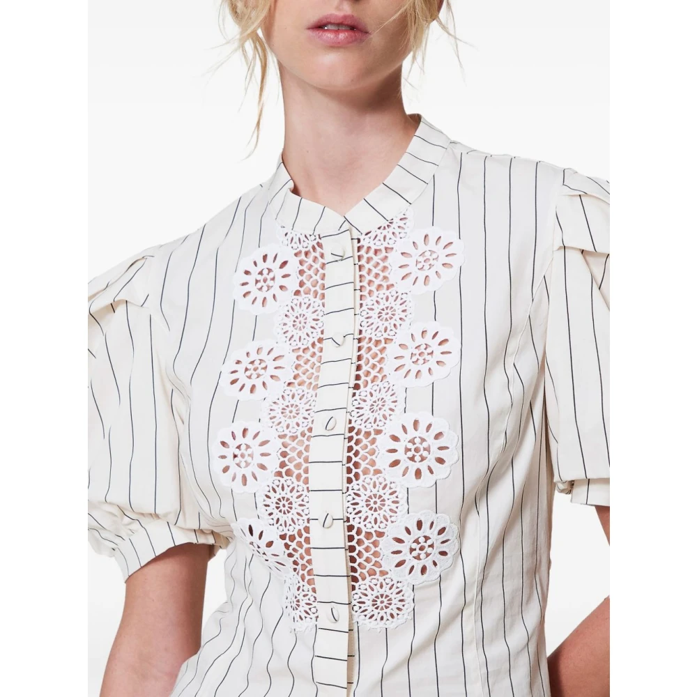Twinset Verticaal Gestreept Crew Neck Shirt White Dames
