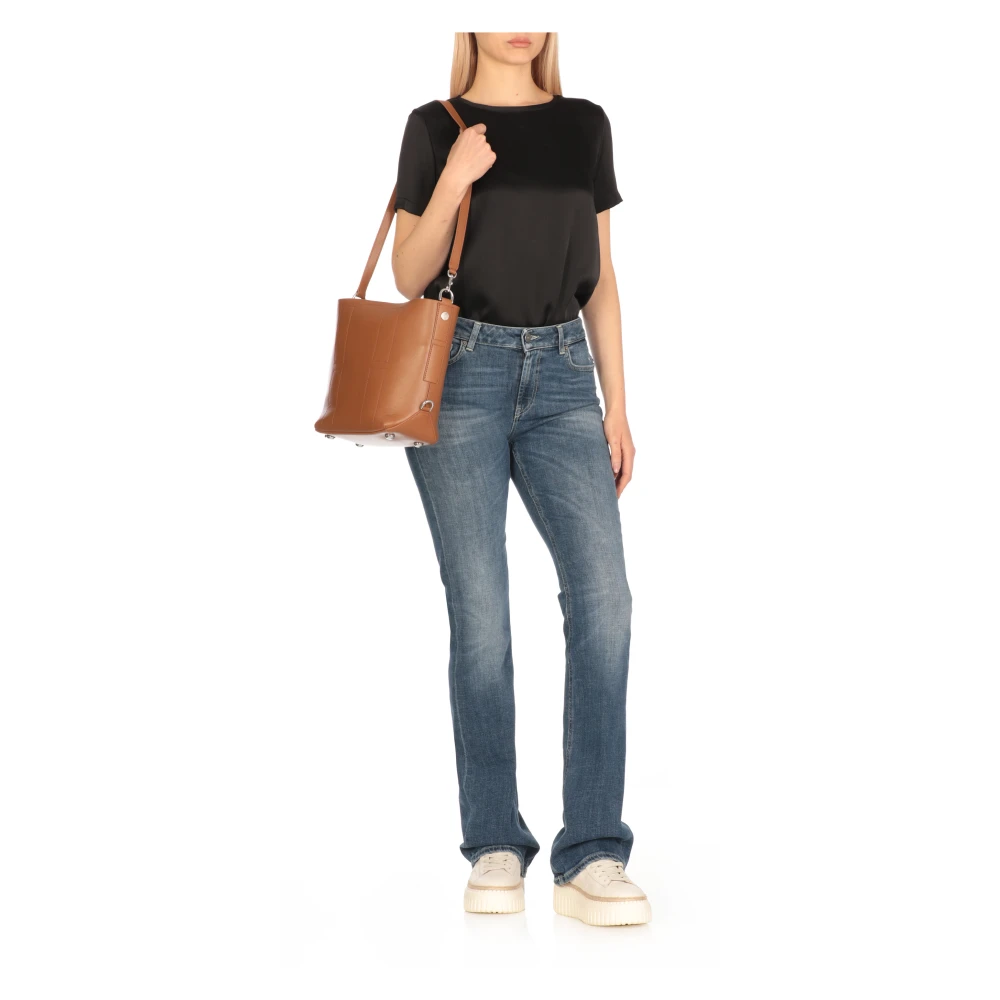 Hogan Bruine leren damestas met Pochette Brown Dames