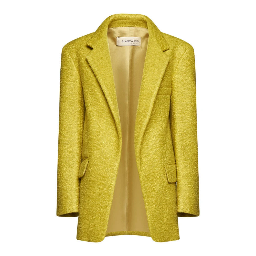 Blanca Vita Gele Bouclé Jas met Revers Yellow Dames