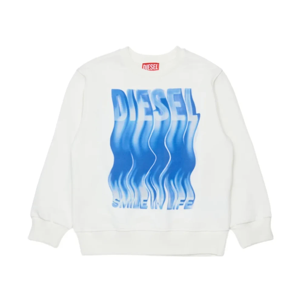 Diesel Boys White Kids Sweatshirts, 10 Y, Smile In Life Crew Neck Sweatshirt