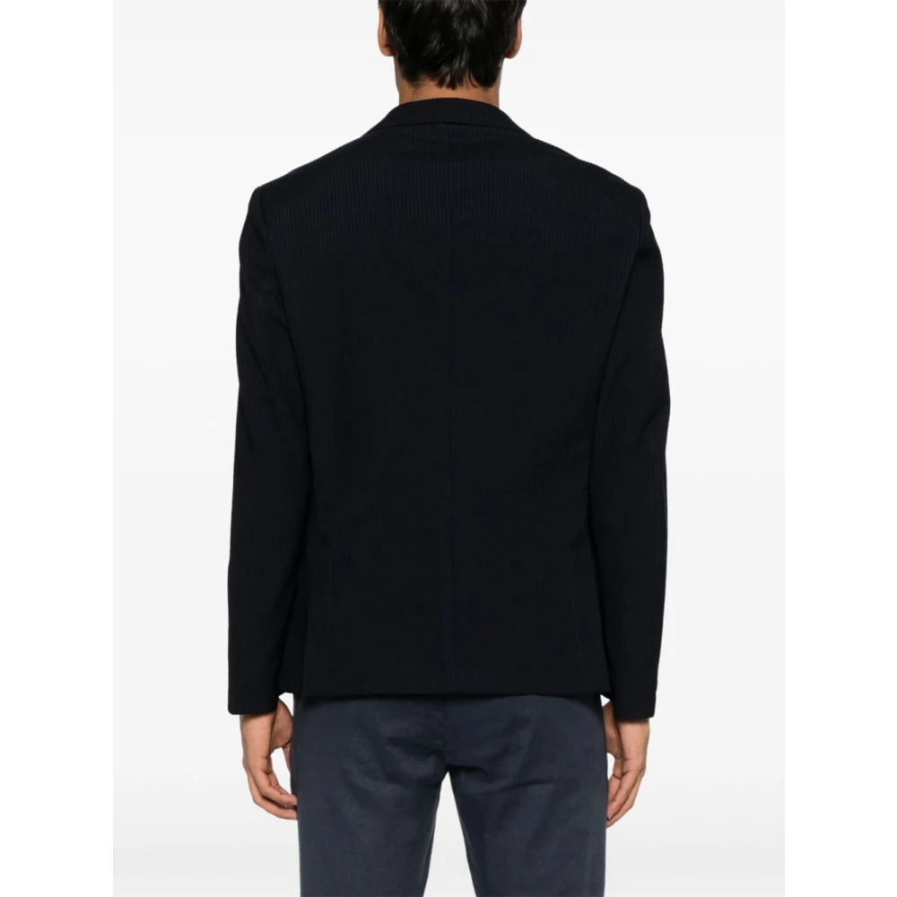 Hugo Boss Blauw dubbelrijige jas met zakken Blue Heren