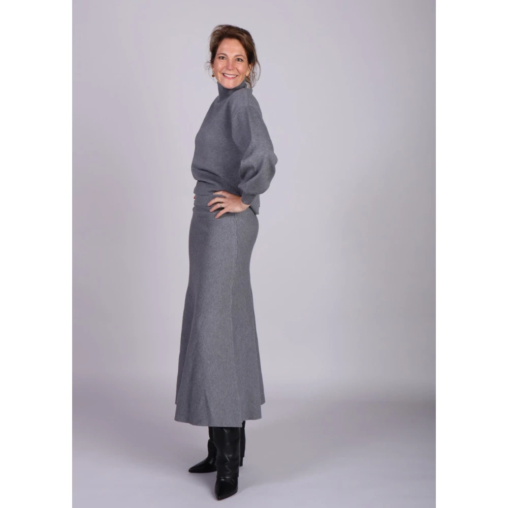 moss copenhagen Grijze Gebreide Lange Rok Gray Dames