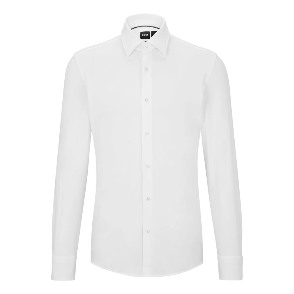 Hugo Boss Vit Slim Fit Boss Skjorta med Fuktighetskontroll White, Herr