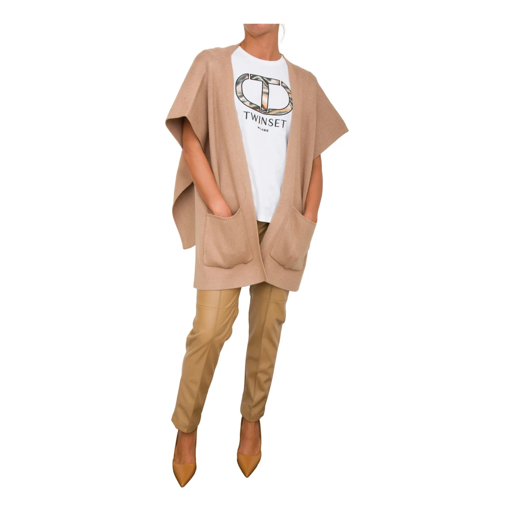 Twinset Beige Poncho voor Stijlvolle Look Beige Dames