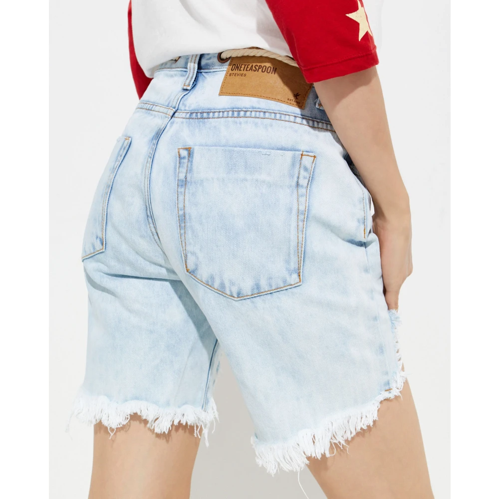 One Teaspoon Slim Boyfriend Jeans Shorts Long Rope Blue Dames