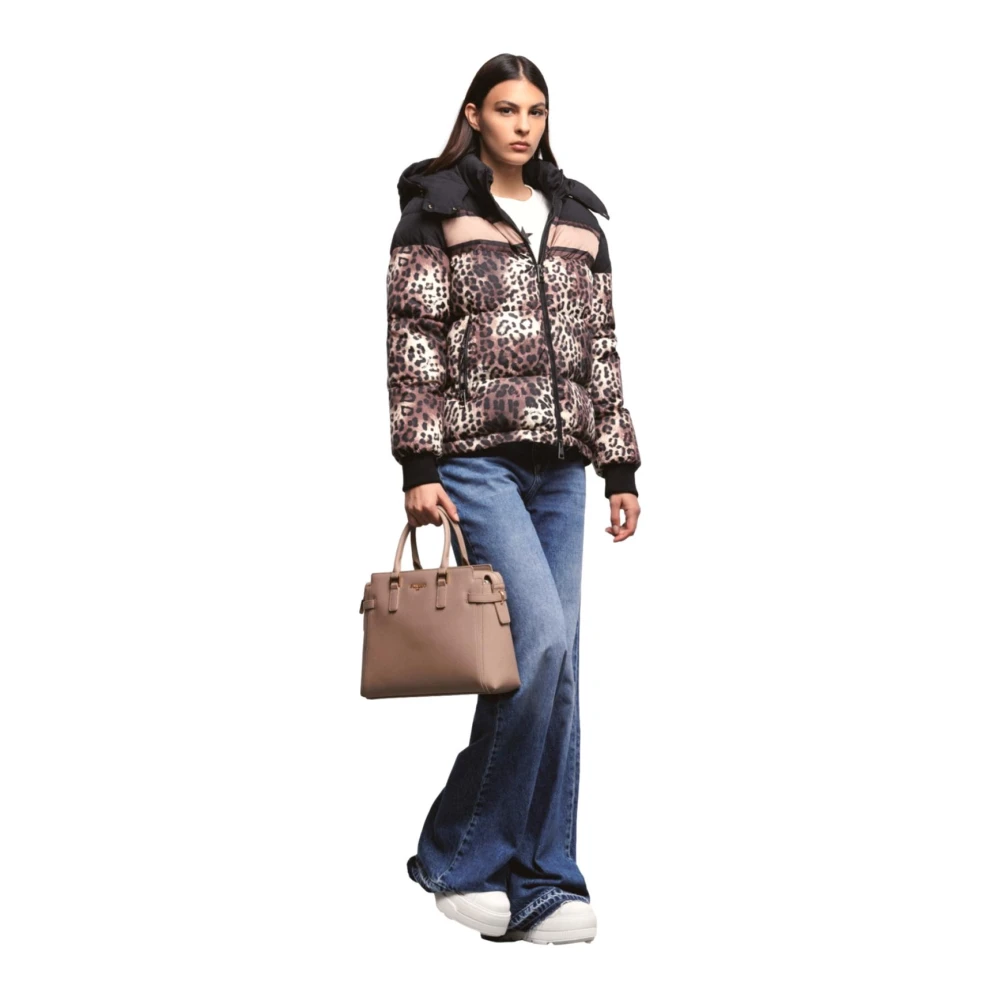 Gaëlle Paris Luipaardprint Beige Gewatteerde Jas Multicolor Dames