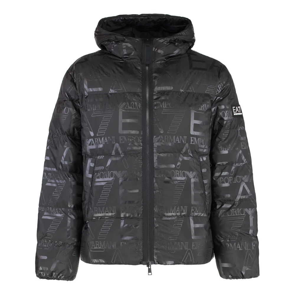 Emporio Armani Ea7 Men's Black Adjustable Hooded Down Jacket Small