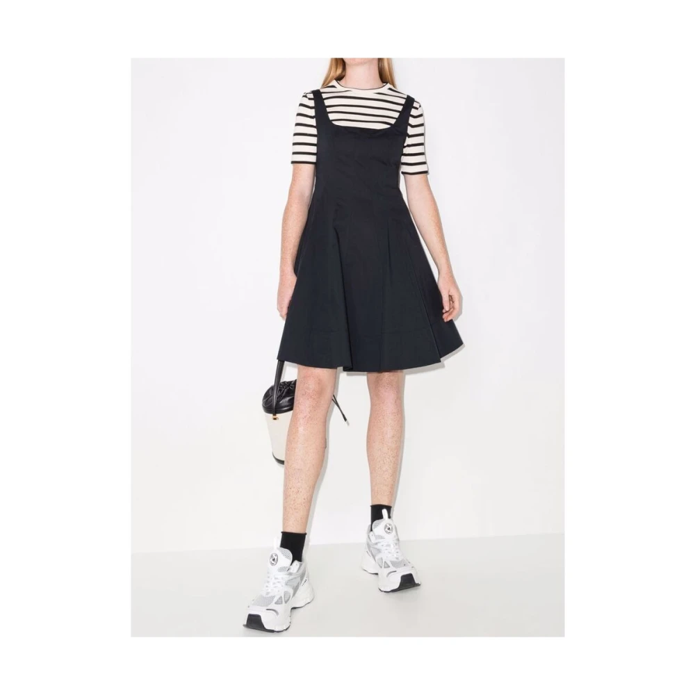 Staud Zwarte Katoenen Vierkante Hals Jurk Black Dames