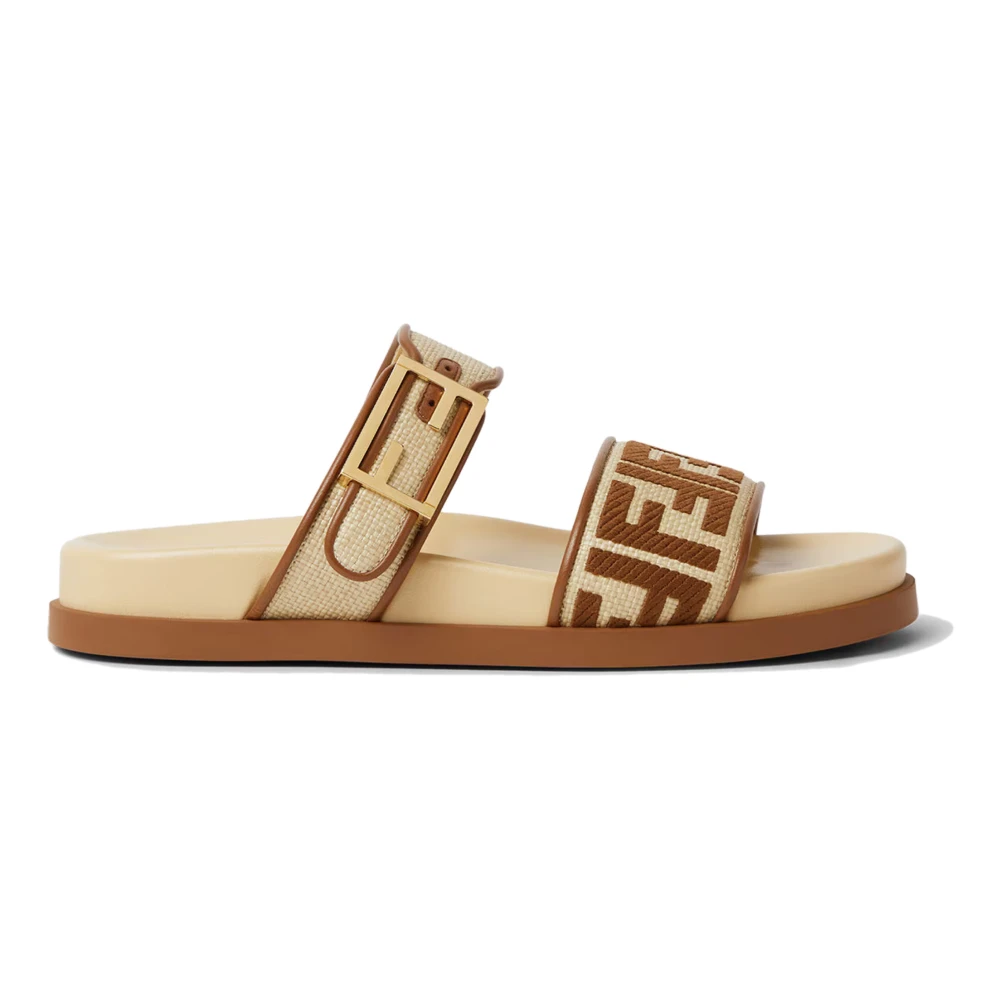 Fendi Feel Slide - Female - Sliders - Beige - 4 Uk - Shoes