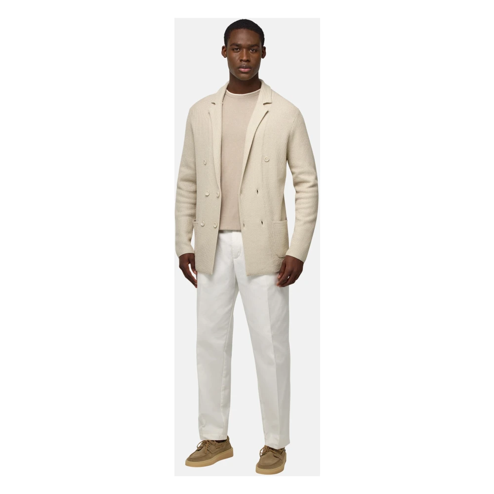 Boggi Milano Dubbelrijig gebreid jasje Beige Heren